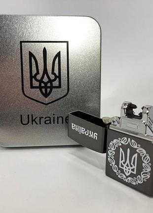 Дугова електроімпульсна запальничка usb україна металева коробка hl-447. колір: чорний