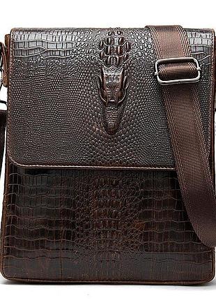 Сумка с тиснением под кожу крокодила vintage 20039 коричневая
