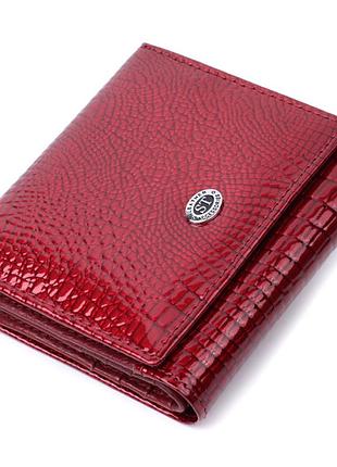 Компактный кошелек для женщин из натуральной лакированной кожи st leather 22687 красный