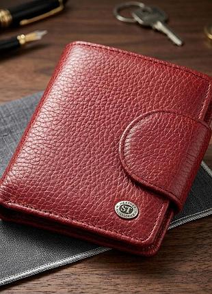 Женский кожаный кошелек для карт купюр и монет st leather 18499 красный