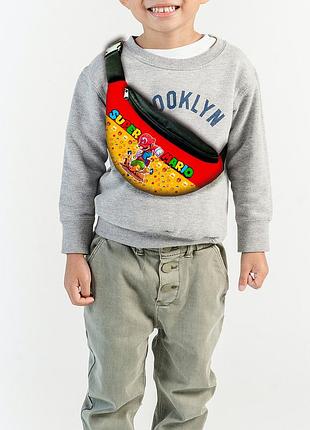 Сумка-бананка супер маріо "super mario" з принтом, 35х15см, дитяча, молодіжна (00015)
