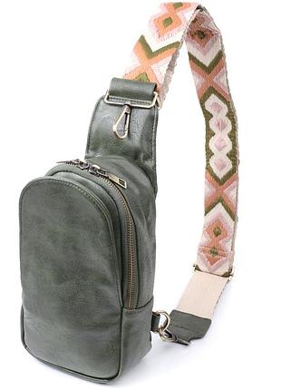Красива сумка через плече в модному кольорі з екошкіри vintage 22791 зелений