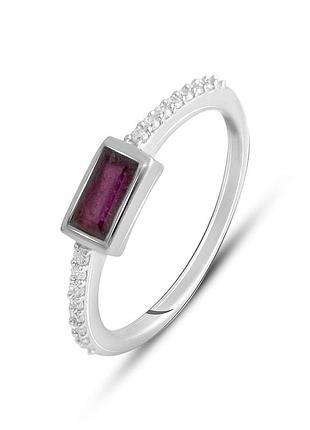 Срібне кільце високої якості з натуральним рубіном 0.757ct, вага виробу 1,55 г (2098652) 17 розмір 1.59, 18