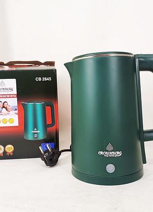 Электрочайник crownberg cb-2845 дисковый 1.8л 1800вт green