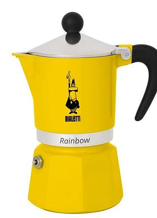 Гейзерна кавоварка bialetti rainbow yellow 130 мл. 3 чашки