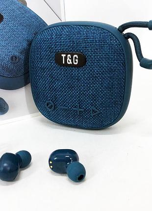 Колонка-bluetooth с наушниками tg813. цвет: синий