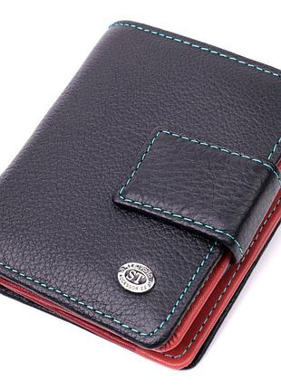 Вертикальный небольшой женский кошелек из натуральной кожи st leather 19436 черный