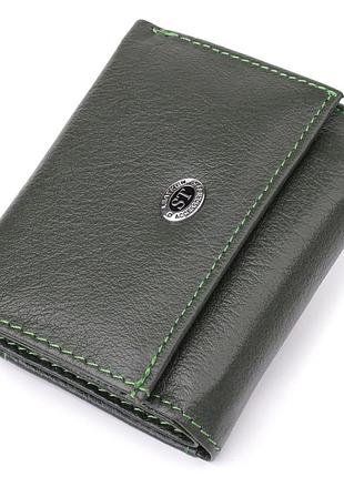 Женский миниатюрный кошелек из натуральной кожи st leather 23083 зеленый