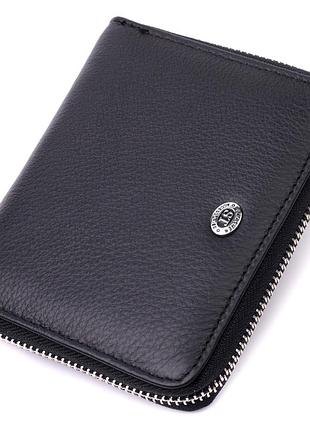 Портмоне для женщин на молнии в классическом цвете из натуральной кожи st leather 19488 черный