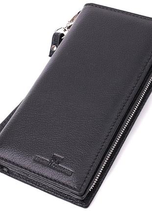 Вертикальний гаманець-клатч унісекс із натуральної шкіри st leather 22532 чорний