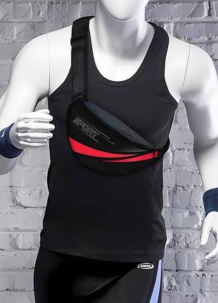 Сумка-бананка sport мужская/женская спортивная 32×16 см с расширителем поясная сумка или сумка через плечо (3749)