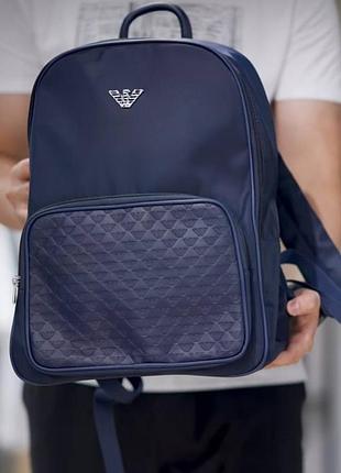 Міський рюкзак armani, чоловічий рюкзак синього кольору, стильний рюкзак армані, брендовий рюкзак