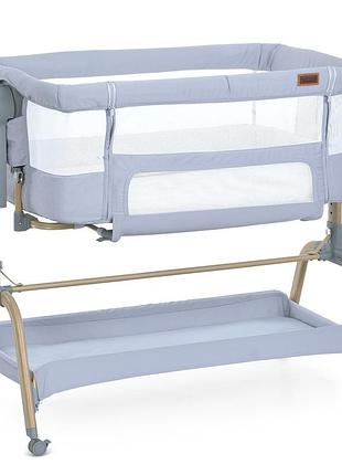 Детская приставная кроватка с механическим укачиванием el camino me 1180-w intense gray