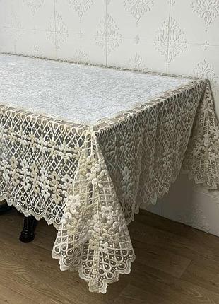 Скатертина acme tekstil 160x220 defne krem pvs