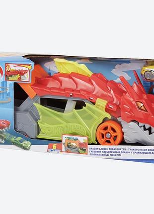 Ігровий набір hot wheels city dragon launch transporter, смок-дракон з машинкою
