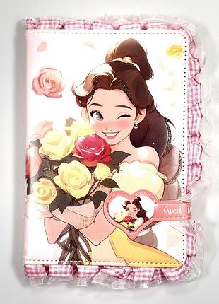 Блокнот а5 на магніті 112 арк. шкірозамінник «princess belle» з мереживом, кольорові сторінки