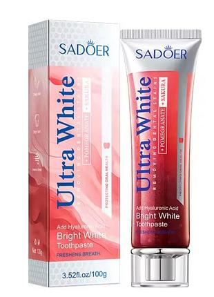 Відбілююча зубна паста sadoer ultra white з гранатом і сакурою, 100г