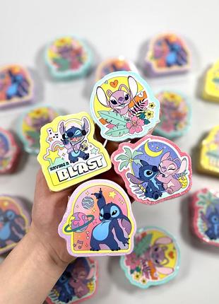 Набор детских бомбочек для ванны stitch, шипучие мусирующие бомбочки 4 шт, ароматные бомбочки для купания