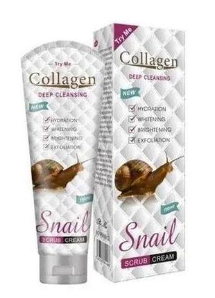 Cкраб для лица collagen snail scrub cream, 150 мл