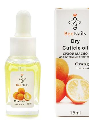 Сухое масло для кутикулы с пипеткой bee nails апельсин, 15мл