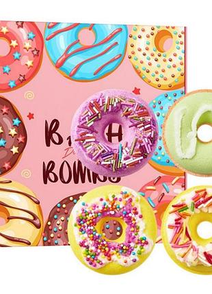 Набір бомбочок для ванни у формі пончиків doughnuts sadoer, 4шт*100г
