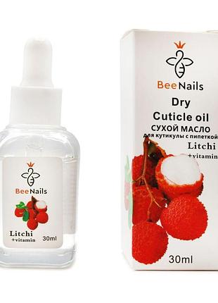 Сухое масло для кутикулы с пипеткой bee nails личи, 30мл