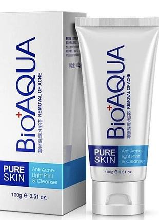 Пінка для вмивання bioaqua pure skin anti-acne для проблемної шкіри, 100 г