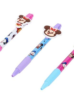 Набор ручек-стирачок minnie mouse с фигурками, синие чернила, детские ручки 3 шт