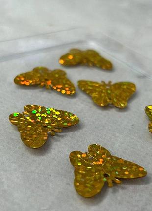 22мм паєтка метелик 5г - золото голограма