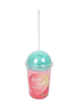Сіль для ванни з мочалкою bath salts watermelon 500 г, аромат кавуна