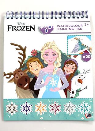 Водна розмальовка disney frozen з фарбами та пензликом, 20 сторінок, альбом для дітей