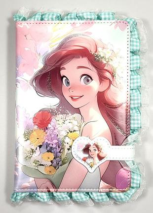 Блокнот а5 на магніті 112 арк. шкірозамінник «princess ariel» з мереживом, кольорові сторінки