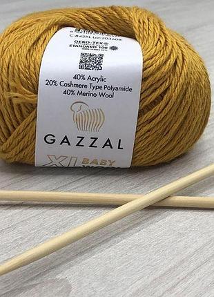 Пряжа gazzal baby wool xl цвет 842 горчичный