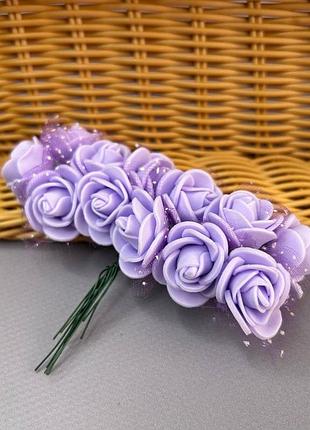 Розочки с фатином из фоамирана (12шт) цвет - сиреневый