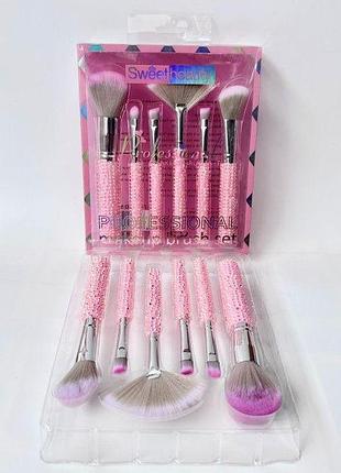 Набор кисточек для макияжа sweet beauty розовый, 6шт