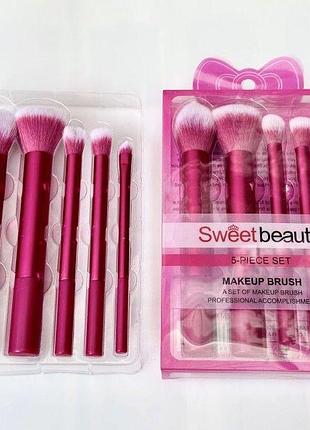 Набор кисточек для макияжа sweet beauty розовый, 5шт