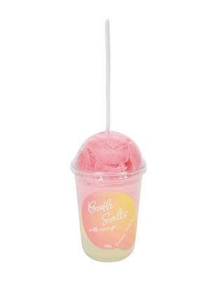 Сіль для ванни з мочалкою bath salts melon 500 г, аромат дині