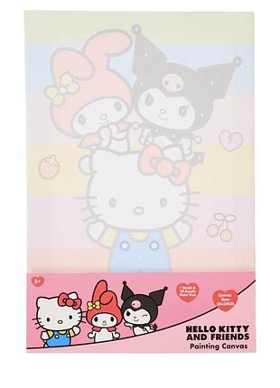 Картина за номерами hello kitty and friends 35×24 см, набір для малювання на полотні з акриловими фарбами