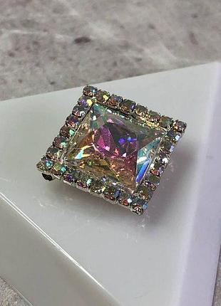 Стрази скляні 17х17 мм, пришивні crystal з покриттям ав