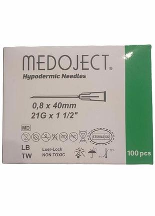 Игла medoject инъекционная стерильная 21g (08x40 мм) 100 зелёная