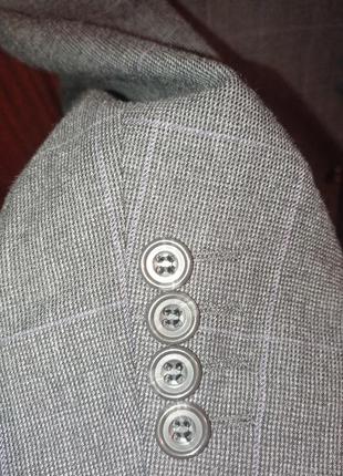 Т10. шерстяной меринос серый  пиджак блейзер в клетку шикарный из новой элитной мериносовая шерсть3 фото
