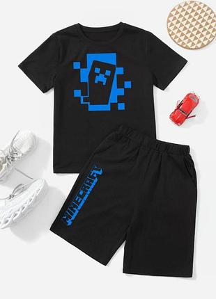 Костюм літній на хлопчика minecraft - «піксельний захисник» 134-140