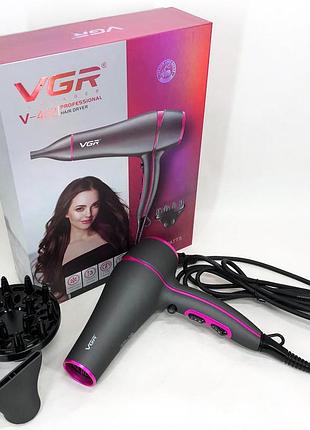 Фен для укладки волос салонный vgr, малошумный фен для укладки волос от сети uz-45