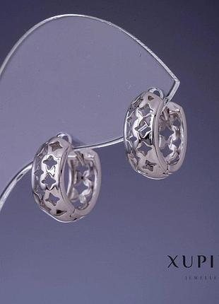 Серьги xuping 15х6мм родий