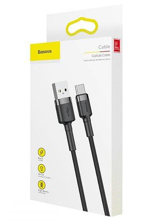 Дата кабель baseus cafule type-c cable 2a (2m) (catklf-c) черный / серый 4