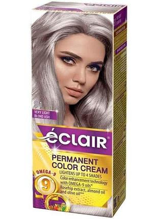 Крем-крем краска для волос 9.1 пепельный с маслом omega 9 тм eclair