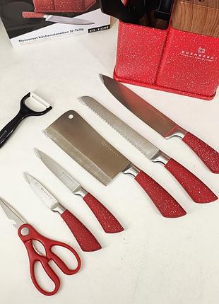 Набор кухонных ножей edenberg eb-11098 из 12 предметов на стойке red sm-31