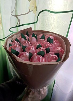 Тюльпаны из атласных лент 🎀