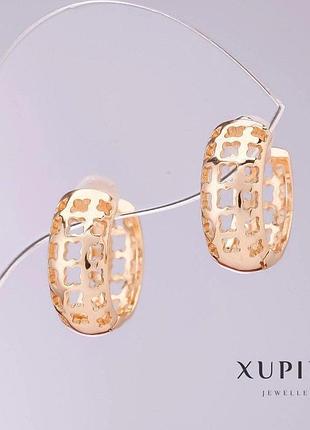 Серьги xuping ажурные d-7мм l-16мм позолота 18к