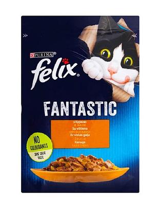 Акция felix fantastic влажный корм с курицей в желе для котов 85 гр
